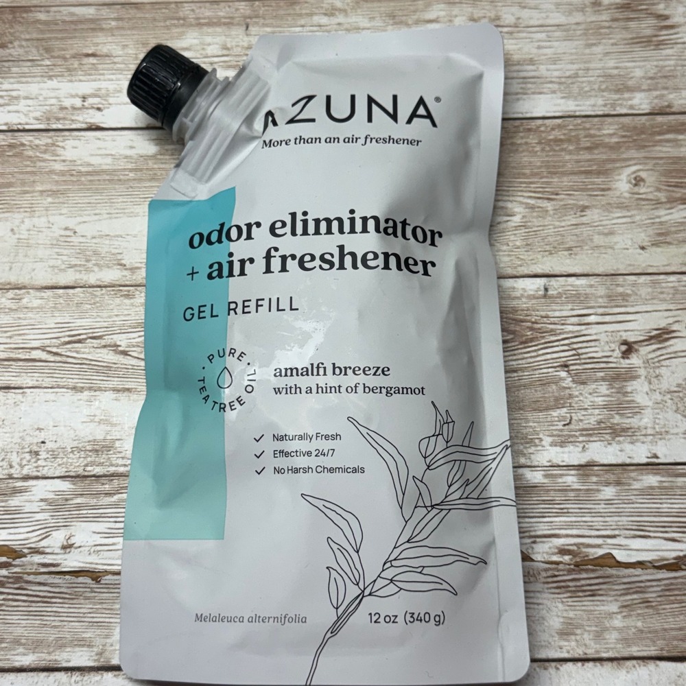 Azuna Odor Eliminator Air Freshener 12oz Tea Tree Amalfi Breeze Bergamont Gel